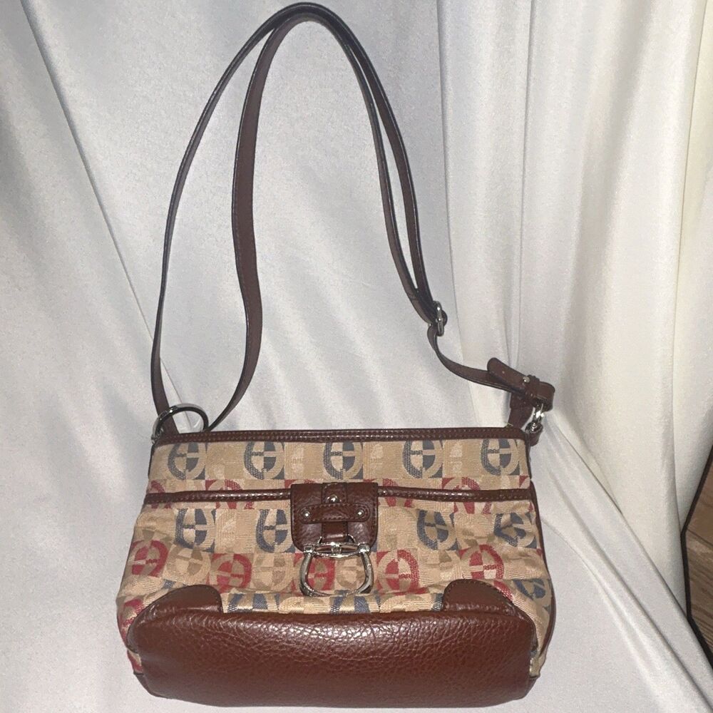 Etienne Aigner Monogram Shoulder Bag Canvas Leather Purse Grannycore fashion